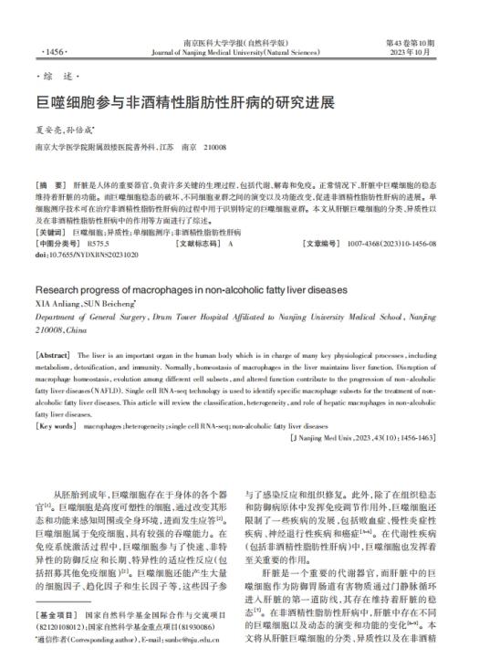 巨噬细胞参与非酒精性脂肪性肝病的研究进展