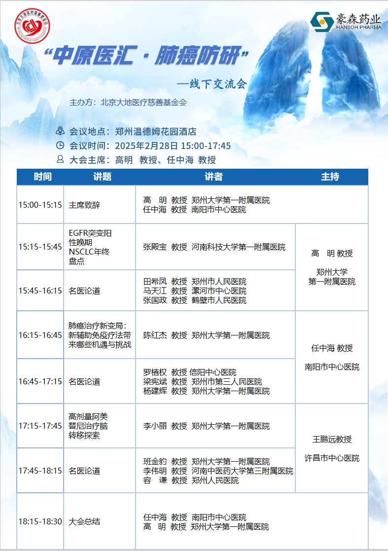 2025年2月28日“中原医汇·肺癌防研”线下交流会成功召开
